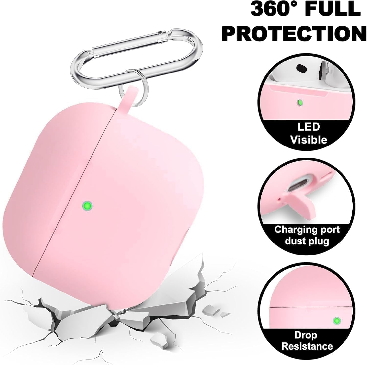 Premium Protective Case for Airpods 4Th Generation - Stylish & Durable Air Pods Case with Keychain for Air Pod & Air Pods Accessories（Pink）
